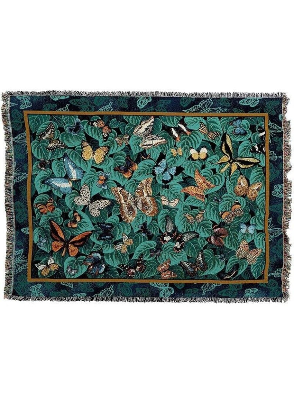 New Butterfly Heavy Afghan Woven Cotton Throw Blanket Gift Butterflies Wings NIP